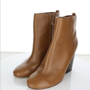 Tory Burch groove royal tan leather cap toe bootie